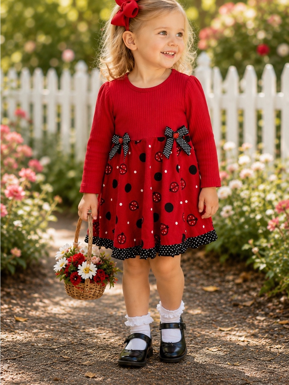 Rare Too Red Ladybug Polka Dot Dress for Girls 3T EUC